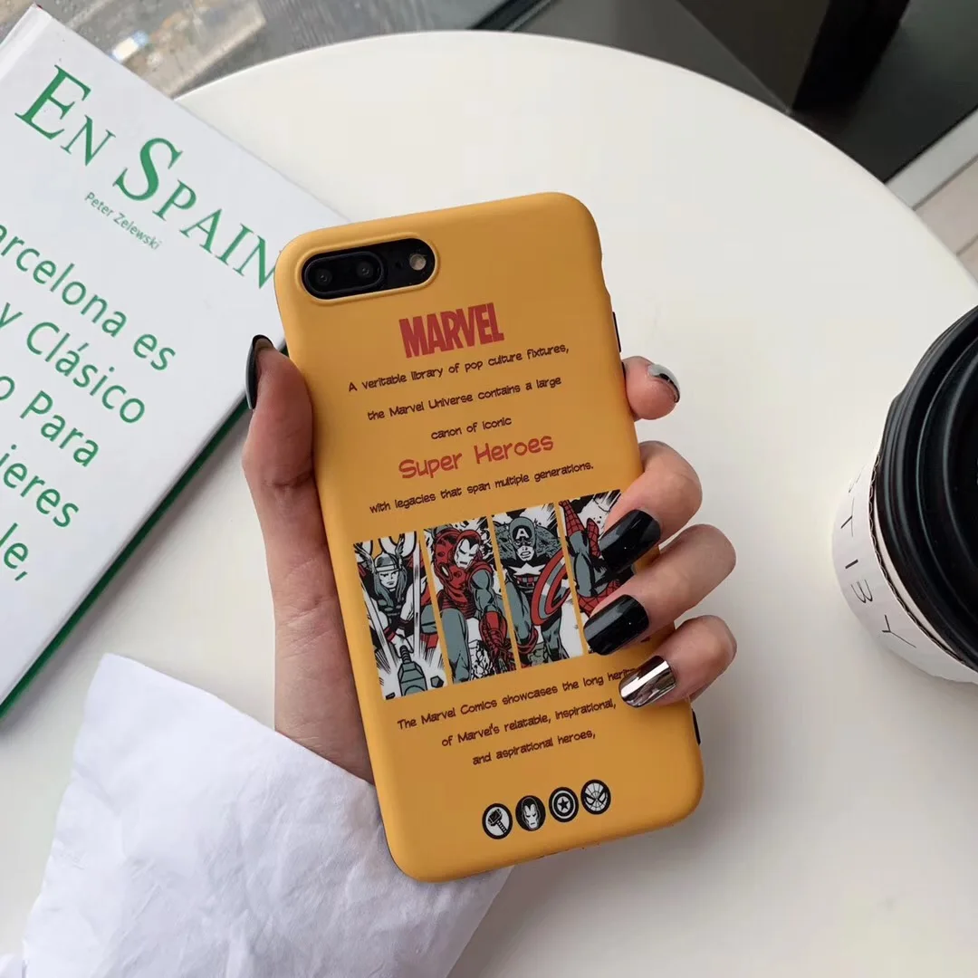 MARVEL логотип супергероя Железный Человек-паук Капитан Америка чехол для Apple iPhone 7 8