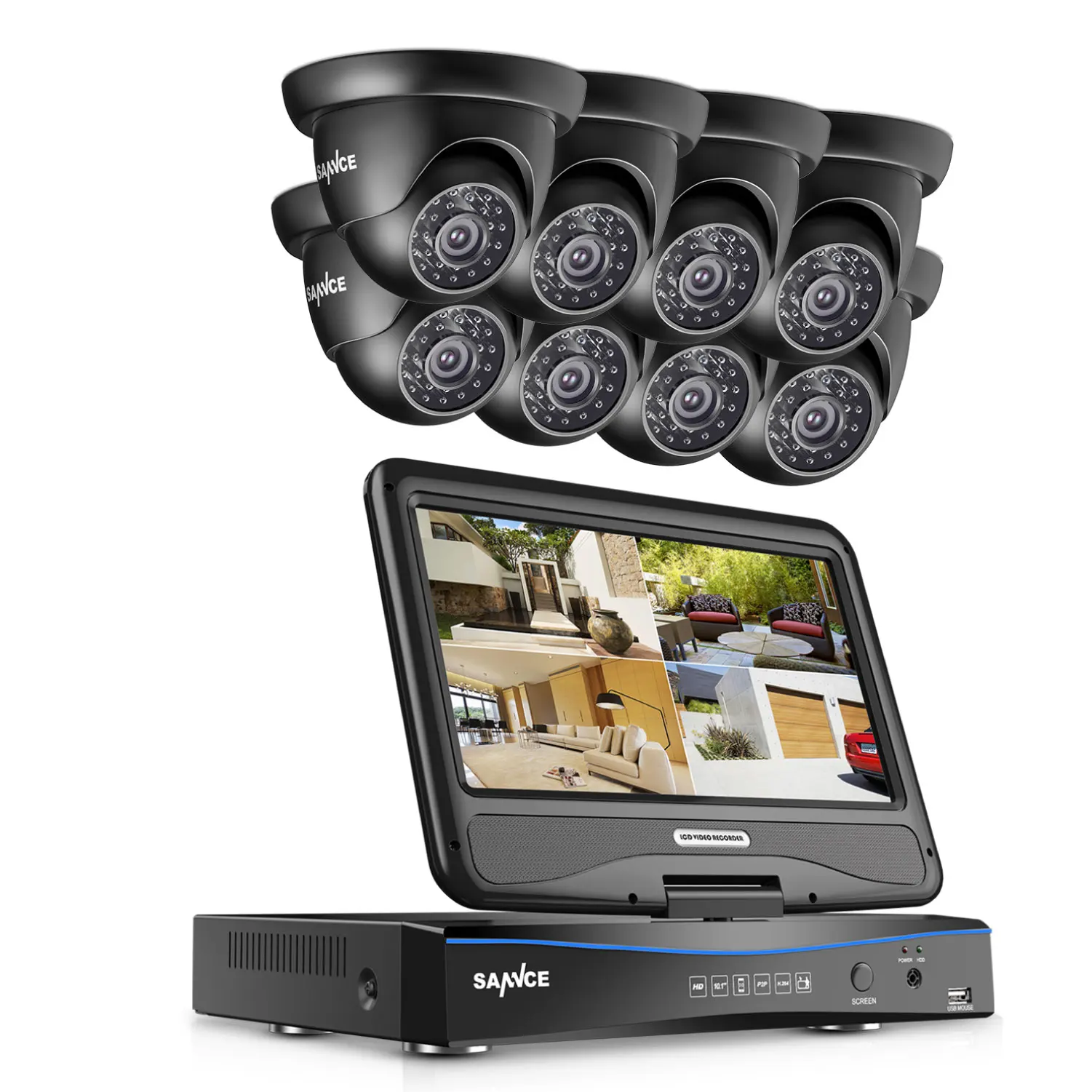 Система видеонаблюдения SANNCE 8 каналов 10 1 дюйма дисплеер DVR шт. 720 P HD купольная