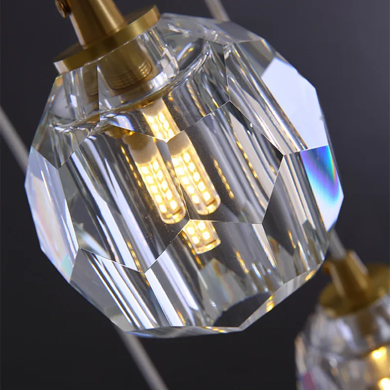 

Luminaria de teto nordic copper diamond crystal lights for restaurant dining room abajur hanging lamp chandelier light fixtures