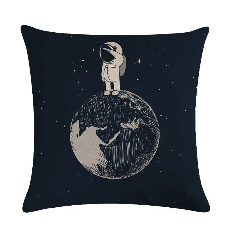 Чехол для подушки с мультяшным космическим кораблем чехол из хлопка и льна