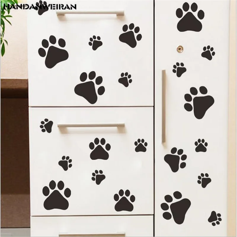 

1PCS Cute cartoon dog Cat Walking Paw Print Wall stickers DIY decorative children's room home Decoration art home decal poster