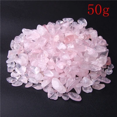 50g Натуральные Розовые розы, кристалл кварца, камень, гравий, бусины, камень, чип, бусины, удача, исцеление, натуральный камень и минералы, украшение для здоровья - Цвет: 50g