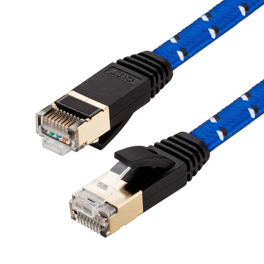 

100 шт./лот 1 фут 0,3 м кабель CAT7 RJ45 Соединительный плоский сетевой кабель Ethernet для переключателя маршрутизатора золотая пластина