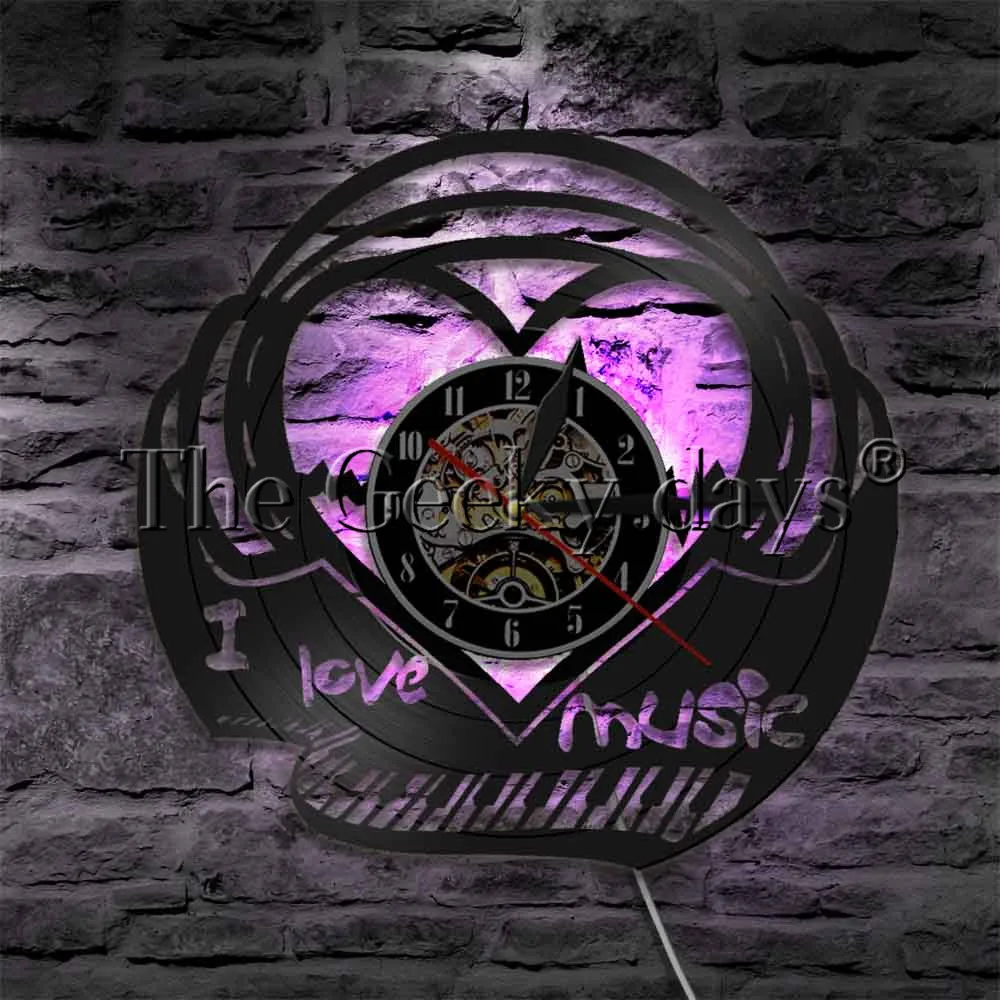 Пианино клавишные настенные часы музыка выражение светодиодный освещение Wall Art я
