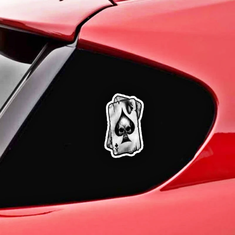Aliauto Poker Spades A Skull Car Sticker &amp Decal Accessories for Chevrolet Captiva Niva Aveolacetti Sonic Spark Cruz Ford Focus |