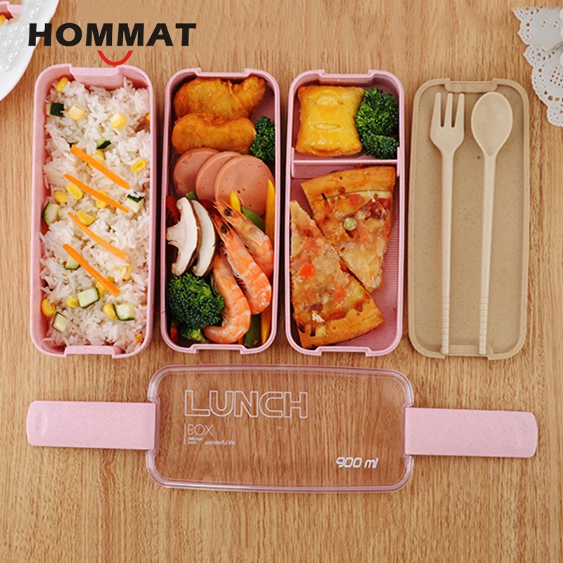 Дети Коробки для обедов Bento с отделение японский bento box set Ланчбокс Пластик Еда