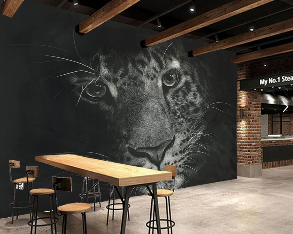 Обои Leopards черно белые с животными обои для гостиной дивана телевизора спальни K