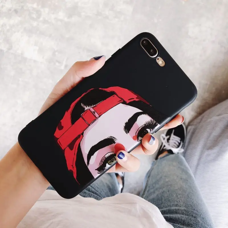 Холодный красный шляпа девушка чехол для телефона samsung Note8 s8 plus Чехлы Прекрасный