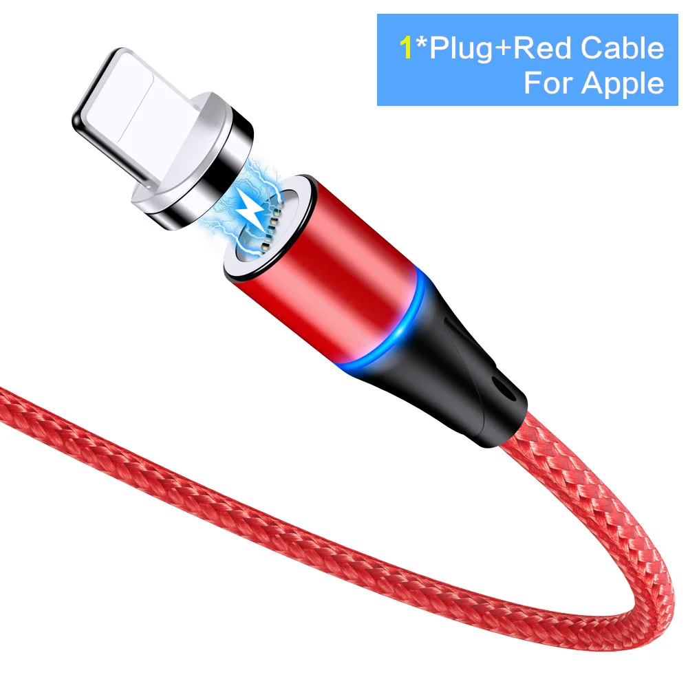 1m Red For Apple 5А Магнитный кабель Micro Usb type C супер быстрая зарядка телефона Microusb type-C магнитное зарядное устройство Usb C для Iphone X huawei Xiaomi - Цвет: 1m Red For Apple