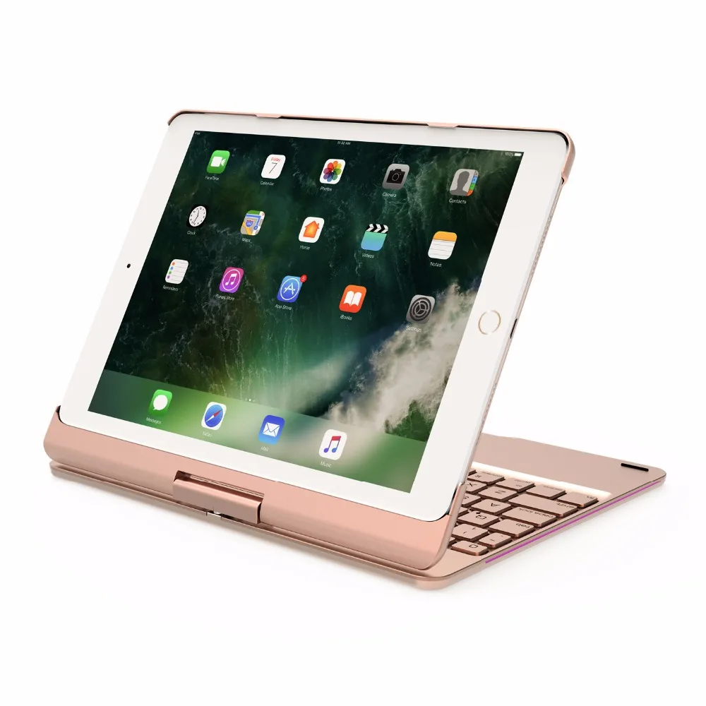 Беспроводная Bluetooth алюминиевая клавиатура чехол для IPAD 9 7 &quotAir Air2 Pro 2017 360 градусов