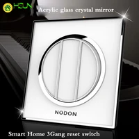 acrylic glass crystal mirror switch panel smart home 3gang reset switch