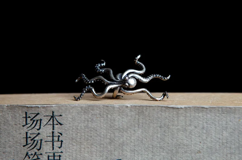 Серьги клипсы Осьминог из стерлингового серебра 925 пробы в ретро стиле манжеты