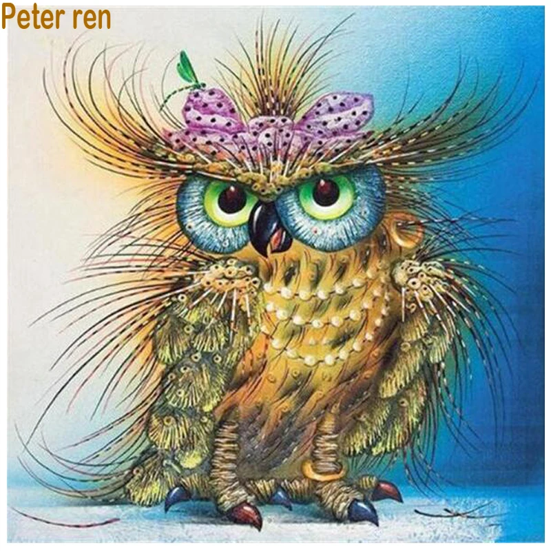 

Peter ren Diamond Painting DIY Diamond Embroidery 5D Round Mosaic full pictures of beads embroidery with crystals Beautiful owl