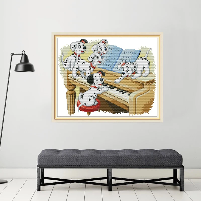 Набор для вышивки крестиком в виде собаки и пианино | Дом сад