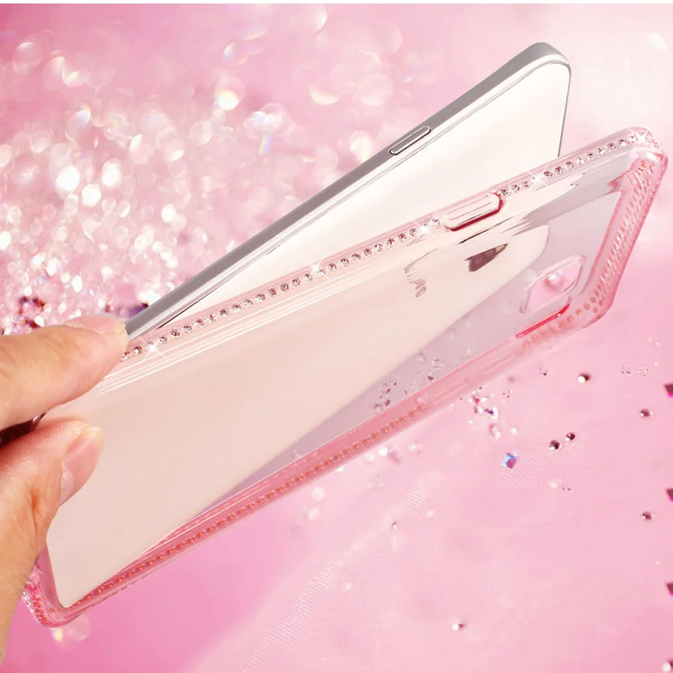 Алмазный Корпус из ТПУ для Samgung S8 Plus S9 Note 9 S6 S7 Edge A3 A5 A7 J3 J5 J7 2016 2017 A6 2018 Блестящий