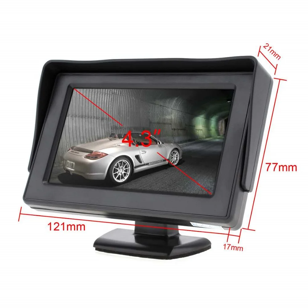 4,3 ''innch цветной TFT lcd DC 12 V монитор заднего вида монитор для подголовника с 2 каналами видео вход для DVD VCD камера заднего вида