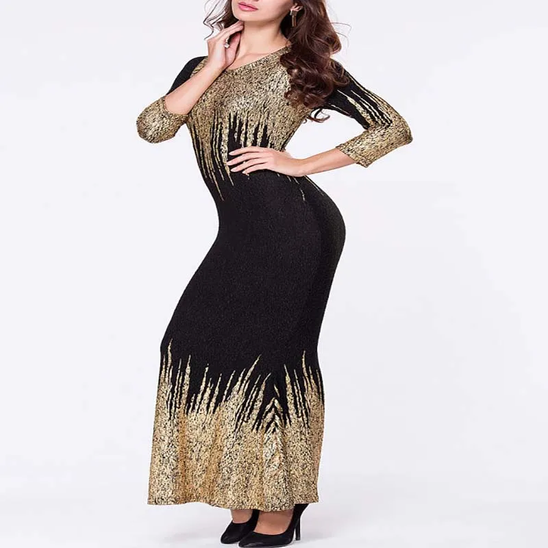 Летнее платье из золотой фольги с длинным рукавом|african fashion|african dress womenafrican |