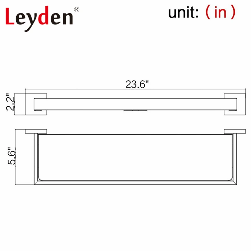 Высококачественная стеклянная квадратная полка Leyden из нержавеющей стали
