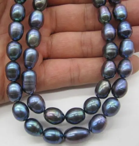 

Beautiful NEW 11-12MM TAHITIAN BLACK PEARL NECKLACE 18 "Yellow Clasp