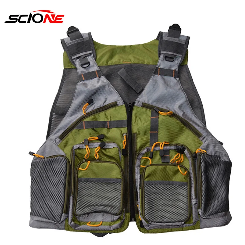 

2019 New Army Green Fishing Vest Outdoors Camping Hiking Multi Pocket Vest General Purpose Tearing Material XA80G