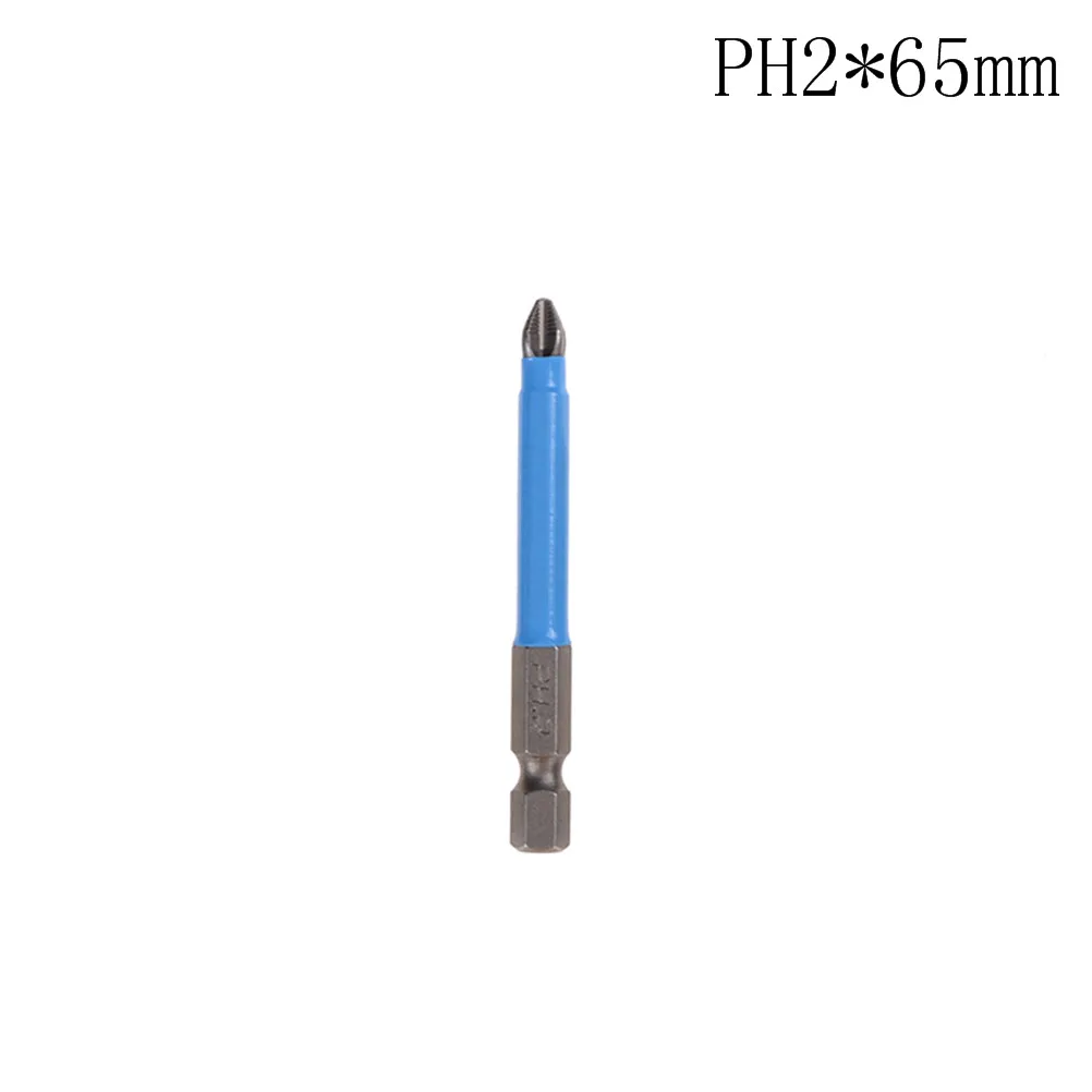 65mm 7 размеров 1 шт. противоскользящие PH2 электрические отвертки Набор бит шестнадцатеричный хвостовик магнитные биты 25 мм 50 мм 65 мм 70 мм 90 мм 127 мм 150 мм - Цвет: 65mm