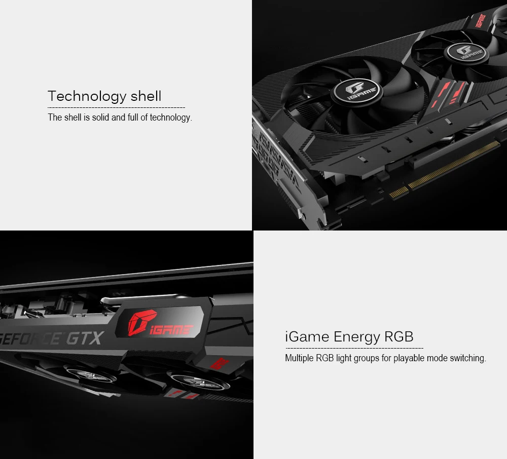 Оригинальная Красочная видеокарта iGame GeForce GTX 1660Ti Ultra 6 ГБ для игр GDDR6 192bit с RGB светильник