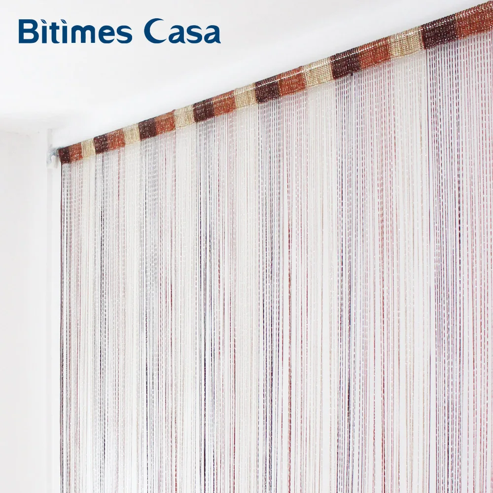 Трехцветная комбинированная штора с кисточками в виде Олы блестящая однотонная