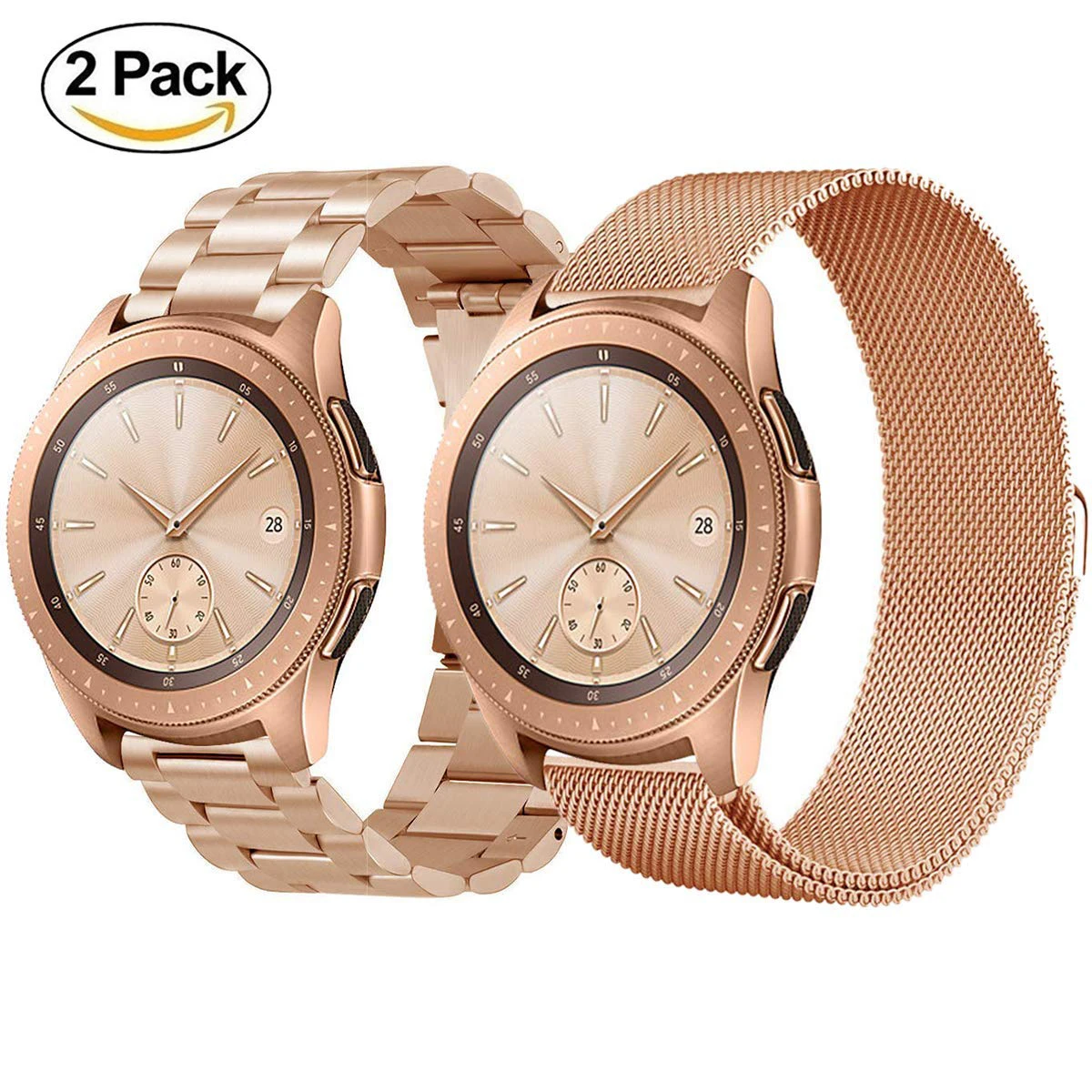 rose gold rose gold Для samsung Galaxy 42 мм 46 мм Классический ремешок из нержавеющей стали, 20 мм 22 мм Миланская петля металлический ремешок 42 мм 46 мм протектор экрана - Цвет ремешка: rose gold rose gold