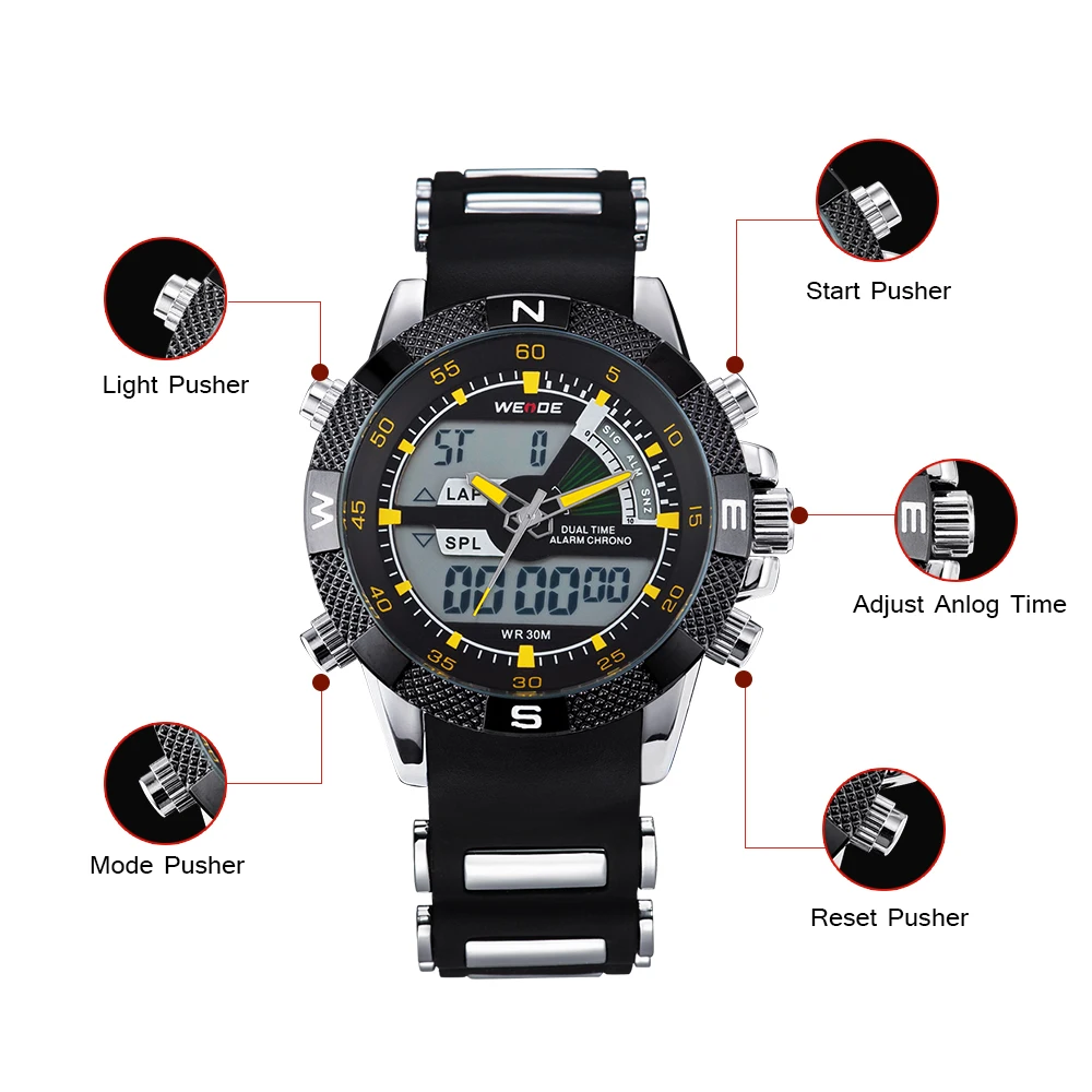 WEIDE оригинальные часы Топ бренд класса люкс кварцевые автоматические horloge