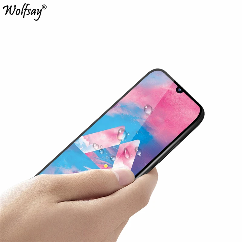 Protector de pantalla de vidrio templado para Samsung Galaxy M30, pel&iacute;cula de pegamento completo para Samsung Galaxy M30, 2 uds.-1