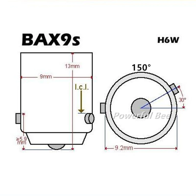 2 x BAX9S H6W 4W 8SMD Автомобильные светодиодные зазорные огни белый теплый CE RoHS боковые