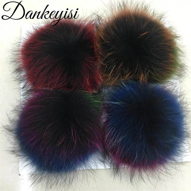 20 Pcs Real Fur Pompoms 13-15cm DIY Raccoon Fox Fur Pom Poms Fur Balls For Hats Cap Scarf Shoes Accessories Fur Cheap Wholesale