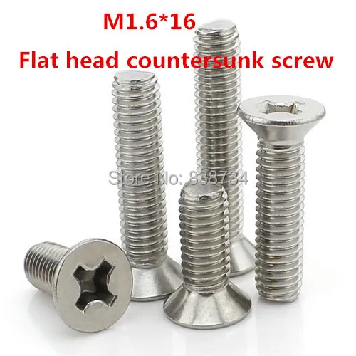 

100PCS m1.6*16 304stainless steel flat philip countersunk head machine screw