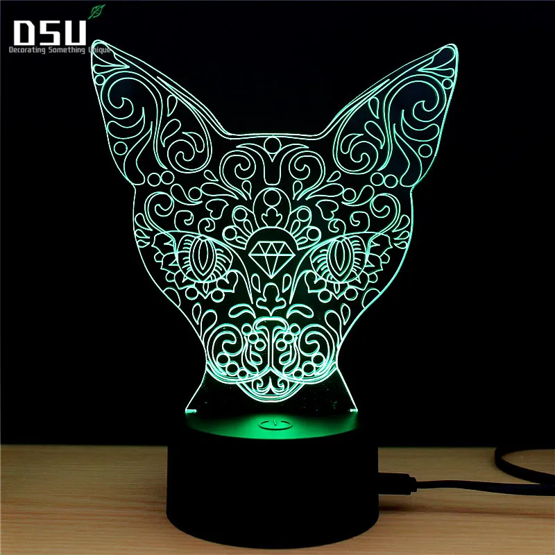 Голова леопарда 3D светодио дный LED Иллюзия ночник 7 цветов Изменение светодиодные