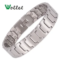 wollet jewelry simple design titanium magnetic bracelet for men silver color copper bio magnet health care healing