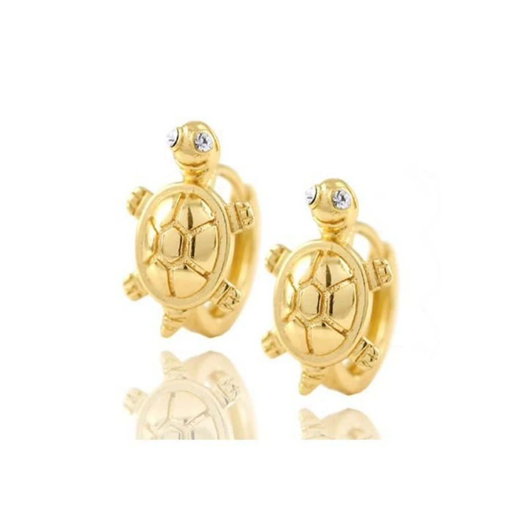 

Lovely Animal turtle Earrings Yellow Gold Filled Children Hoop Earrings