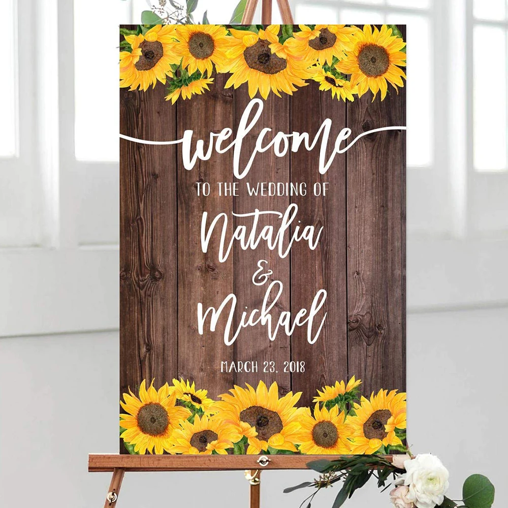 

Personalized Sunflowers Wedding Welcome Sign Rustic Wedding Board Welcome To Our Wedding Sign Welcome Sign Gift For Couple