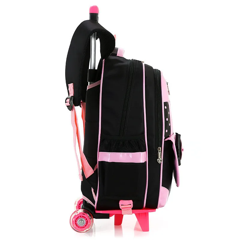 Корейский Стиль Дети Рюкзак Лук Милый Розовый набор Съемная Вагонетки Bookbag Мода