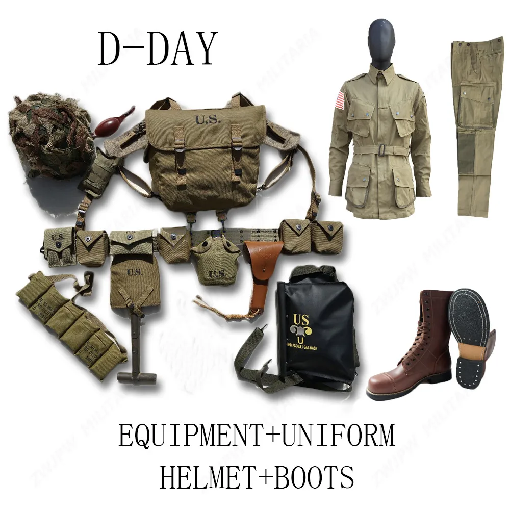 WW2 США воздушно-десантное оборудование М1, D-DAY, Нормандия М36, М1911 М7 с 101 Униформа и сапоги