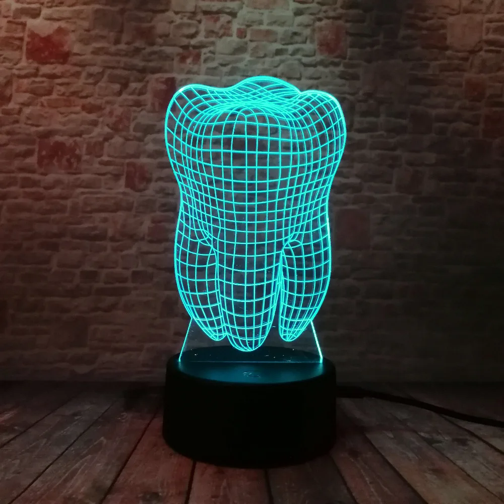 Новая Фантастическая Иллюзия зуб 3D светодиодный ночник цветная детская спальня