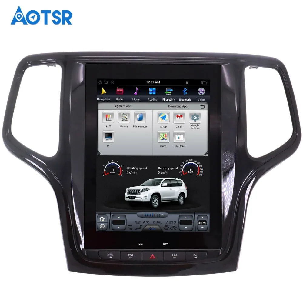 Автомобильный GPS навигатор в стиле Tesla на Android для JEEP Grand Cherokee 2014 2018 золотистый и