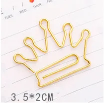 Gold Crown 1 шт., милые Мультяшные закладки, розовое золото, металлический зажим для бумаги, кавайные канцелярские принадлежности, аксессуары для книг, школьные офисные принадлежности, Escolar Papelaria - Цвет: Gold Crown