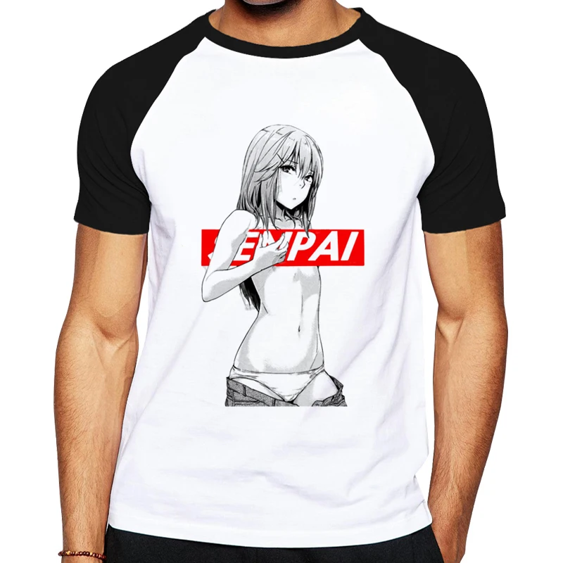 Мужская футболка Senpai аниме сексуальная девушка Nerdy с принтом для мальчика летняя