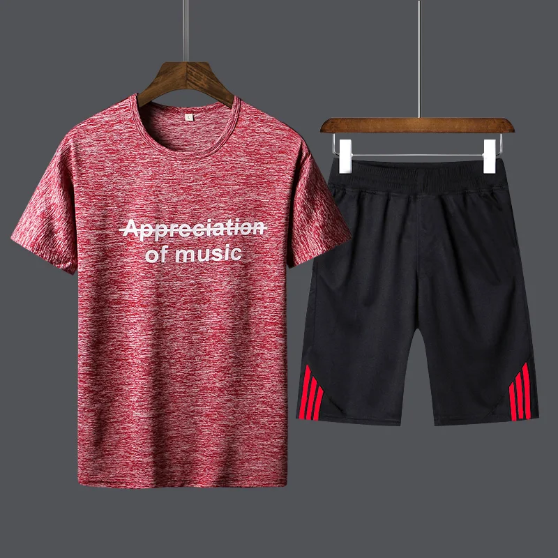 Футболка nuevos camiseta hombres de moda dos piezas conjuntos T camisas + Pantalones trajes Ultima 2019 cortos traje d | Мужская