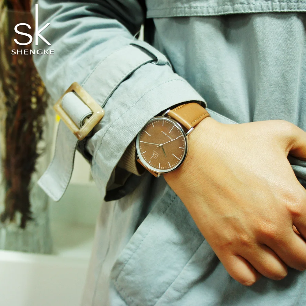 

Shengke Brand 2018 Fashion Montre Femme Luxury Wrist Women Watch Leather Creative Quartz Casual Ladies Clock Relogio Feminino