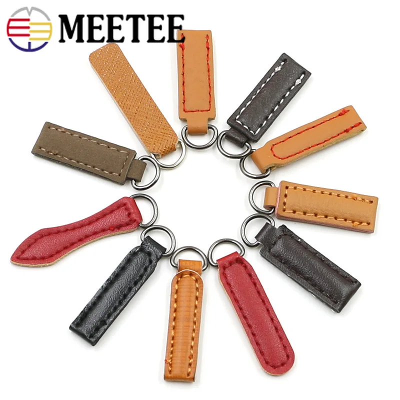 Meetee 10 шт 20-40 мм кожаная молния головной ползунок Съемник DIY сумка украшение кулон
