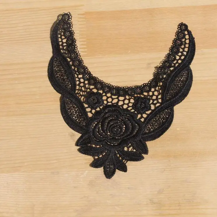 black 1 шт. 19*18 см 8 цветов вышивка Venise кружево декольте Ткань DIY воротник кружева ткани для лоскутного шитья Скрапбукинг - Цвет: black