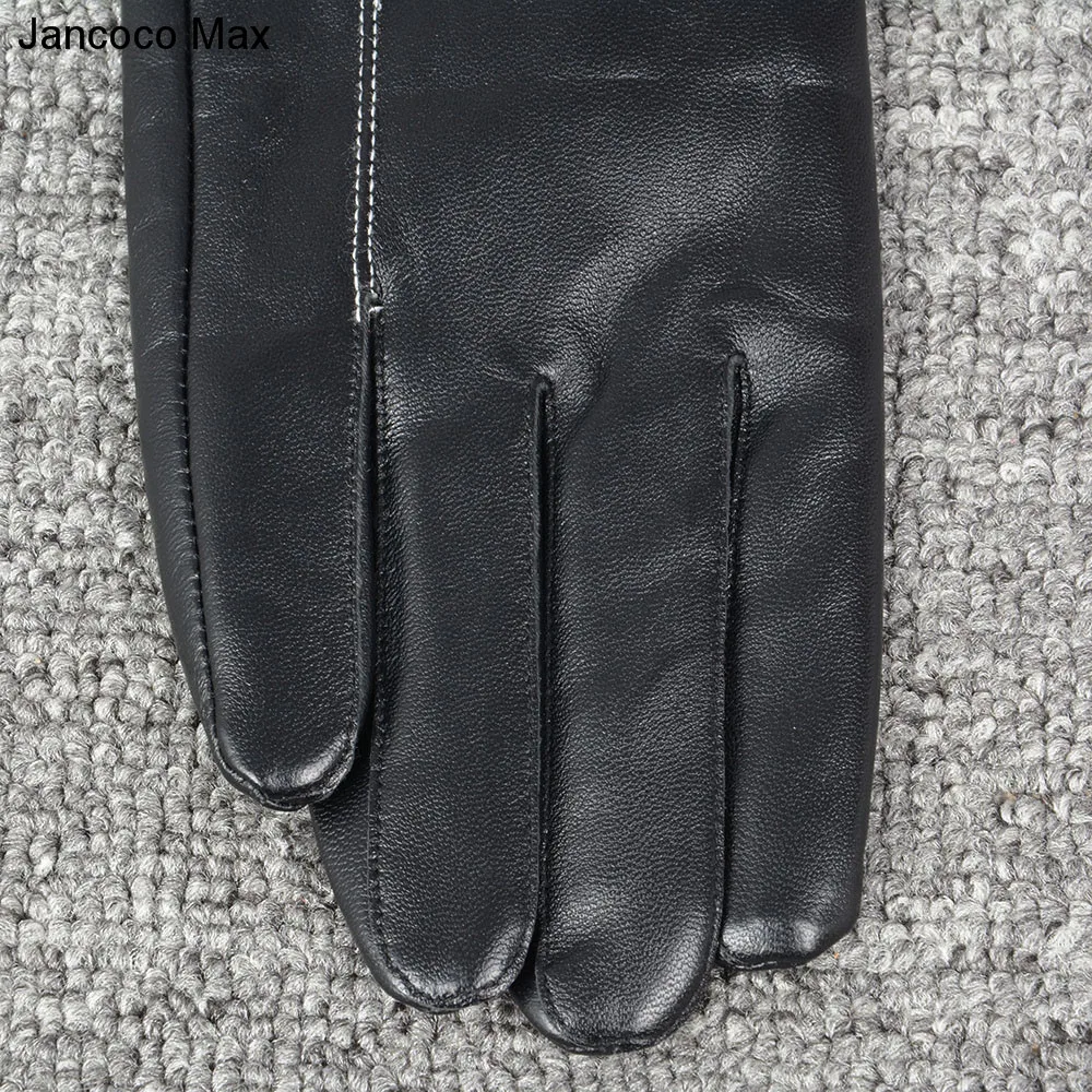 Jancoco Max черные перчатки из натуральной овчины для мужчин модный бренд сенсорный экран открытый варежки Зимние теплые S2024