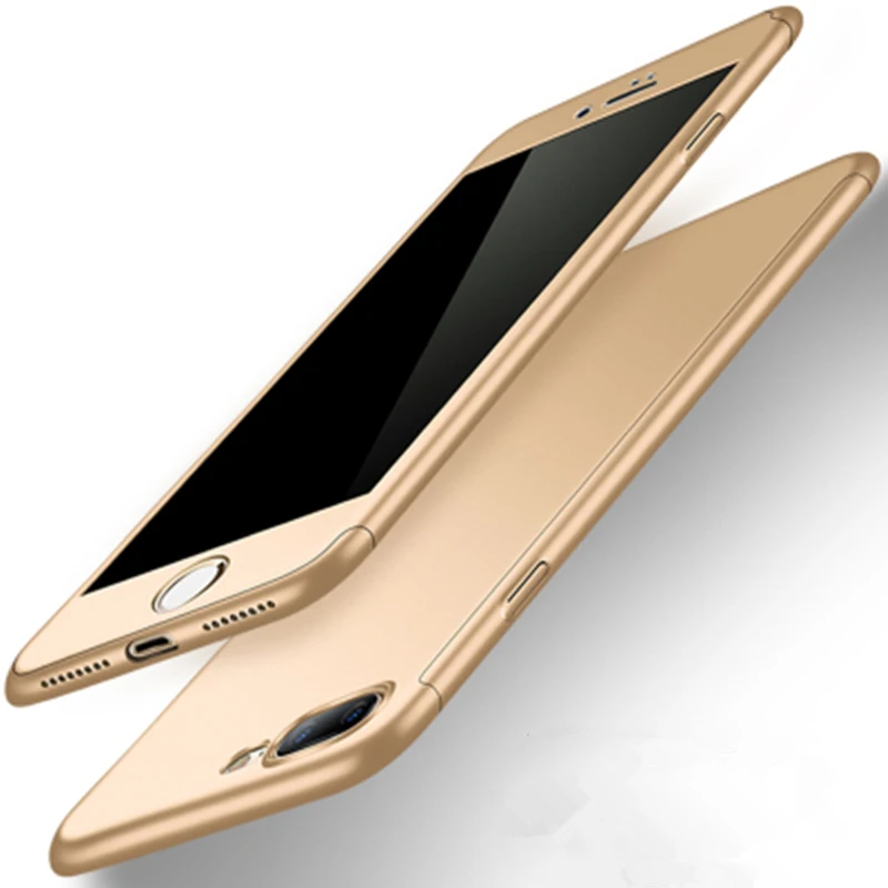 Роскошный 360 Полный Чехол чехол для iPhone 5 5S SE 5SE 6 6S 7 8 Plus защитный противоударный чехол для iPhone XS Max XR X чехол для телефона s - Цвет: Gold