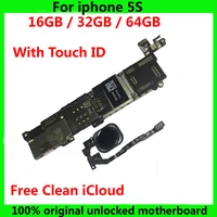 worldwide unlocked mainboard with touch id for iphone 5s 5 s 16gb 32gb 64gb original motherboard ios logic board 100 working
